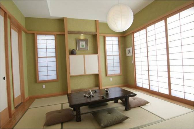 Wohnzimmerdekoration im japanischen Stil